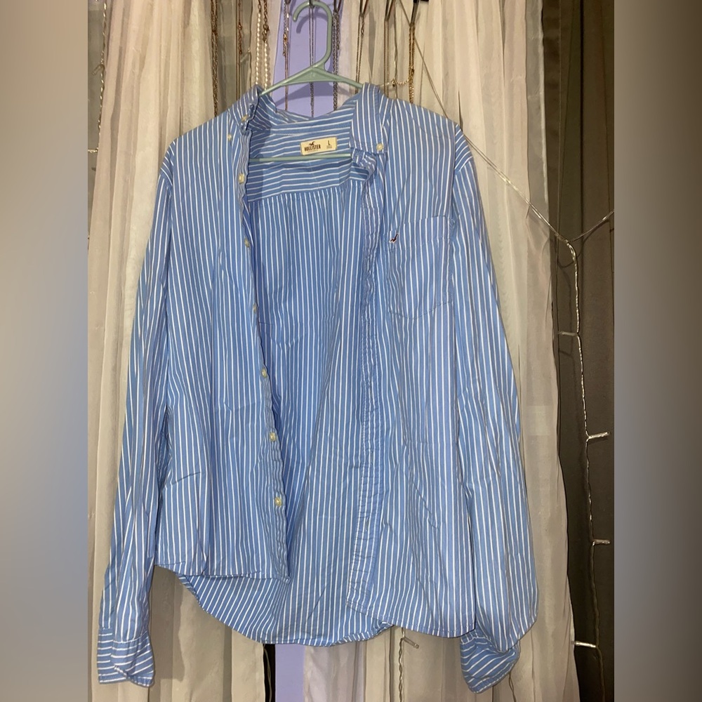 striped hollister button down size large